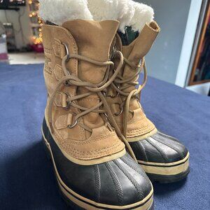 Sorel Womens Caribou Waterproof Winter Snow Boot Women's Size 7 Tan Excellent
